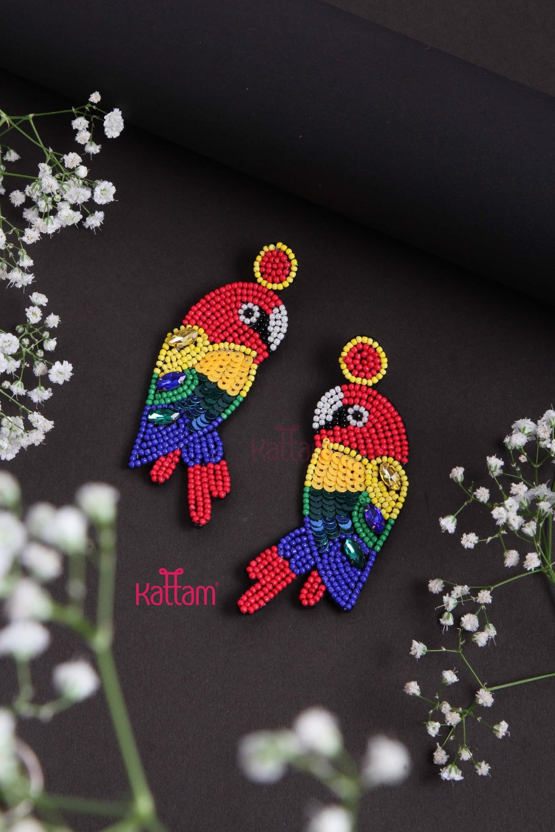 Handcrafted Sequence Parrot Earring - E849
