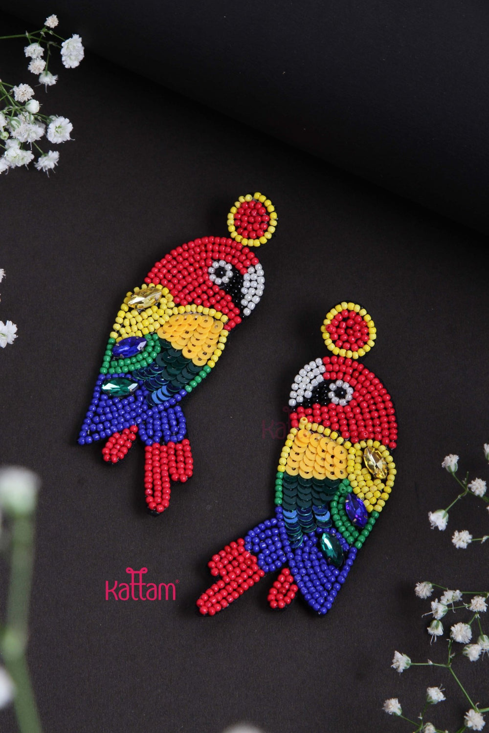 Handcrafted Sequence Parrot Earring - E849