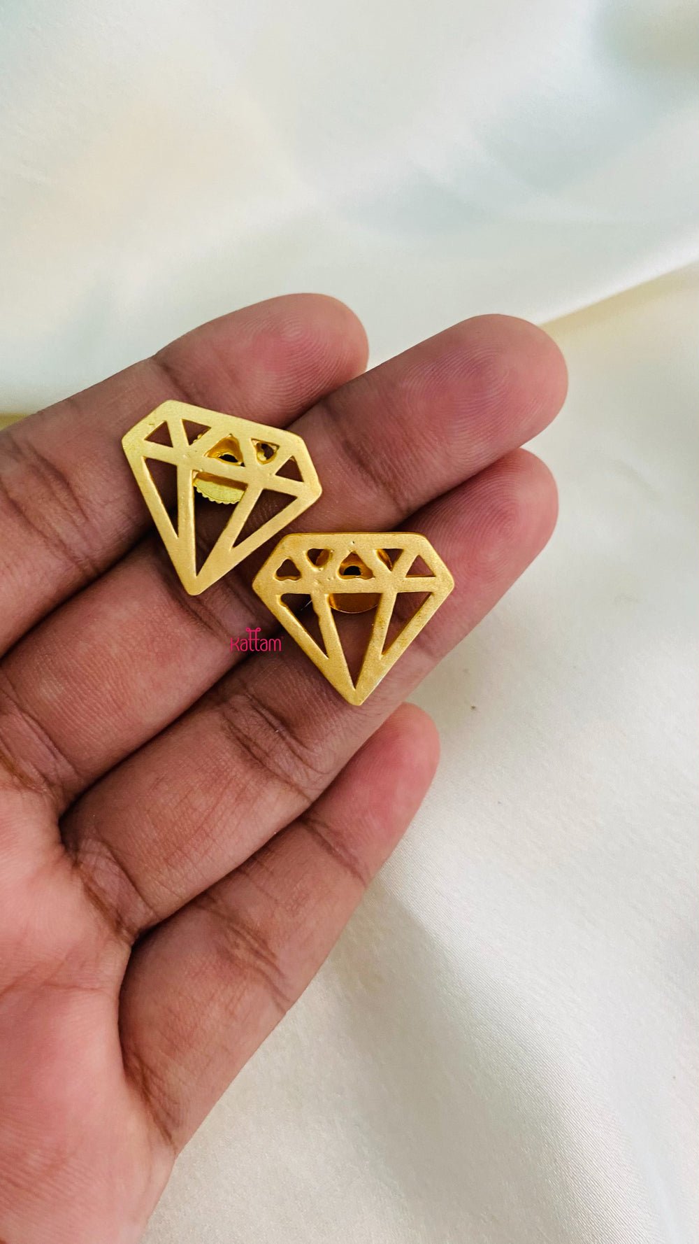 Handmade Brass Diamond Earrings - E019