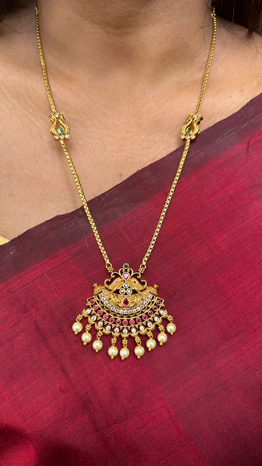 Gram Gold Pendant Long Chain With Dollar Designs Gram Gold Gold