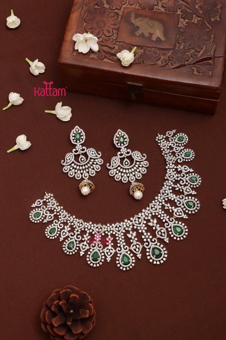 Irfana - AD Stone Semi Bridal Green Choker Set - N5317