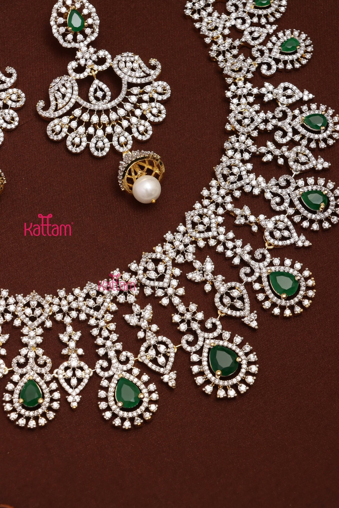 Irfana - AD Stone Semi Bridal Green Choker Set - N5317