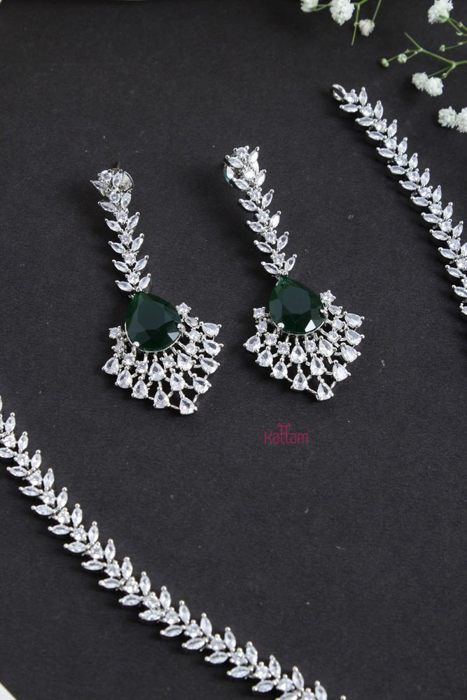 Isla - American Diamond Green Stone Necklace - N2424