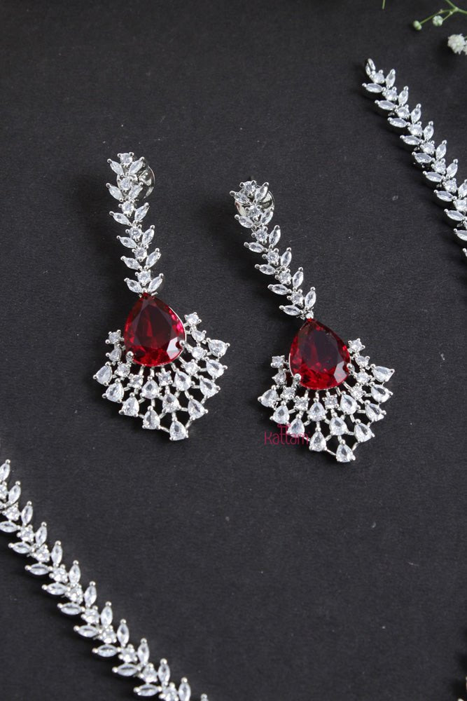 Isla - American Diamond Red Stone Necklace - N2423