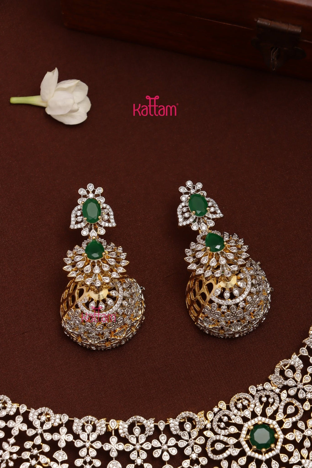 Iyraa - AD Stone Semi Bridal Green Choker Set - N5320