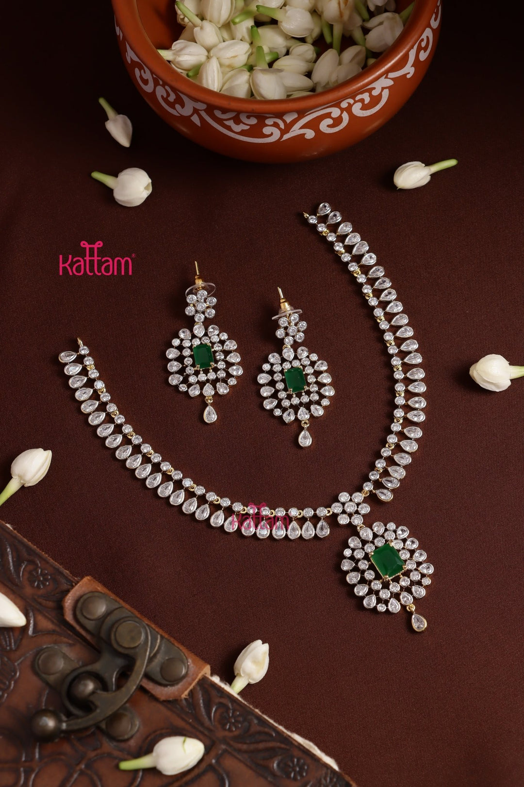 Jency - Elegant AD Green Necklace - N5306