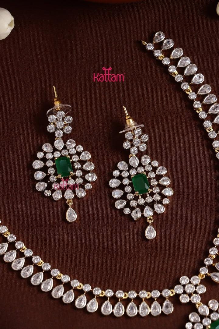 Jency - Elegant AD Green Necklace - N5306