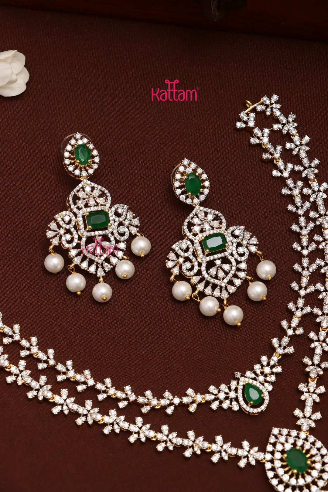 Jenisha - AD Layered Green Necklace - N5309