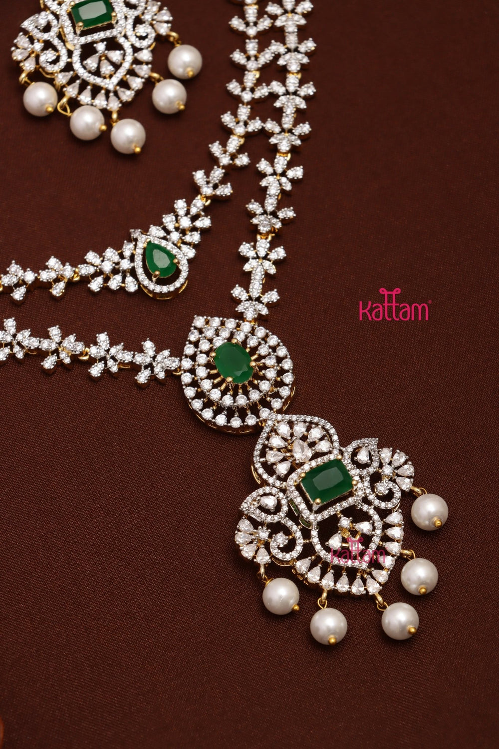 Jenisha - AD Layered Green Necklace - N5309