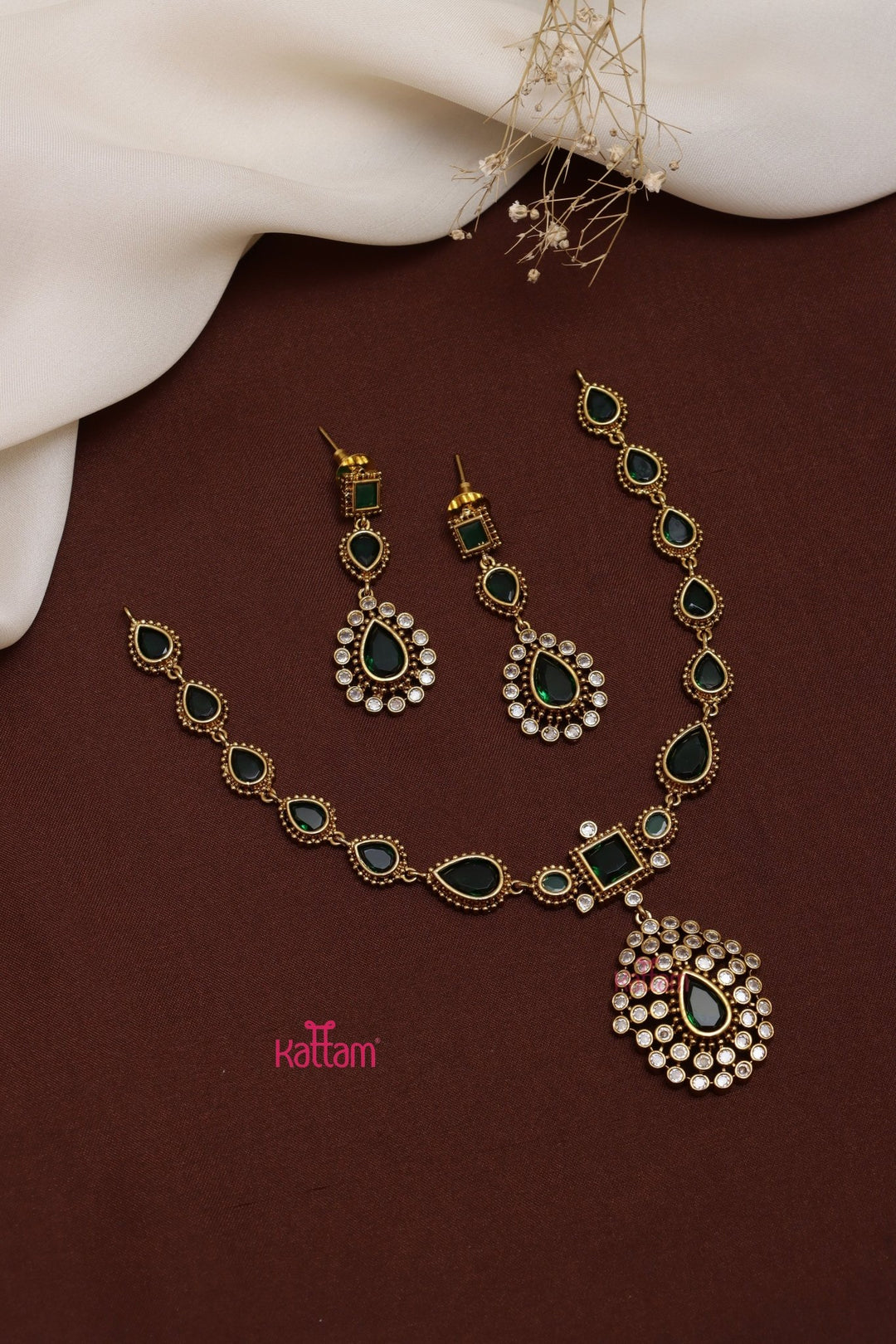 Jyothika - Emerald Stone Necklace - N5280