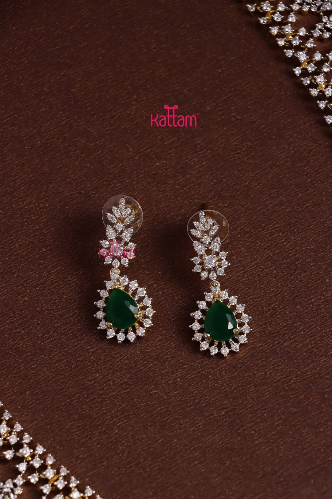 Karina - AD Green Drop Bridal Haram With Tikka Set - N5329