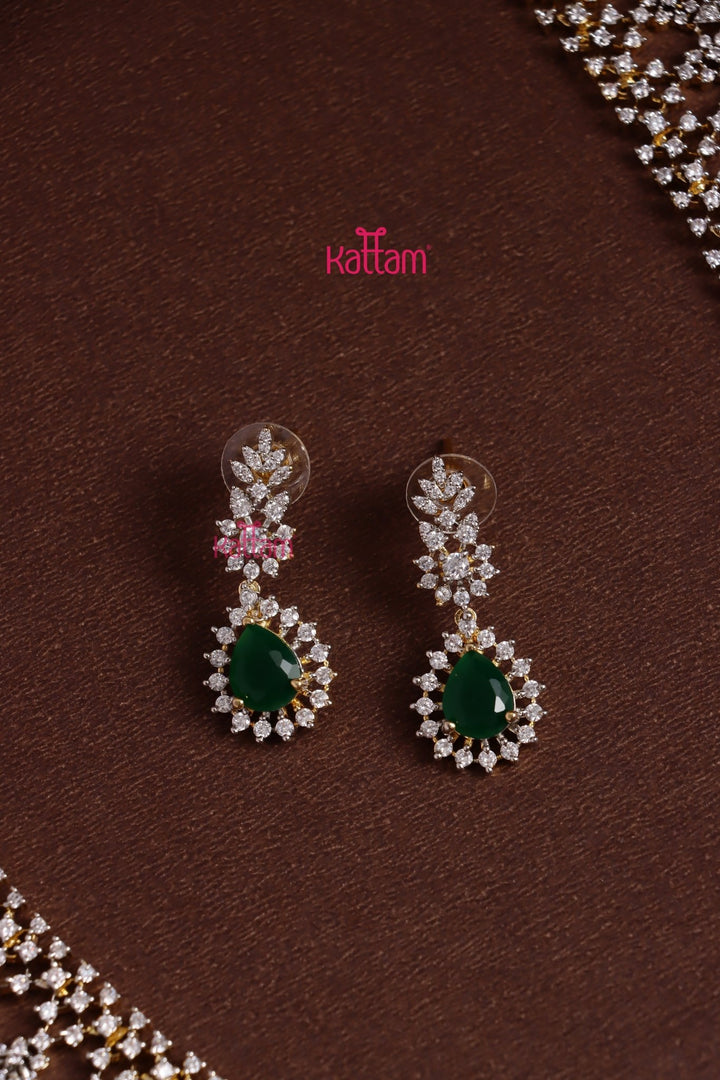 Karina - AD Green Drop Bridal Haram With Tikka Set - N5329