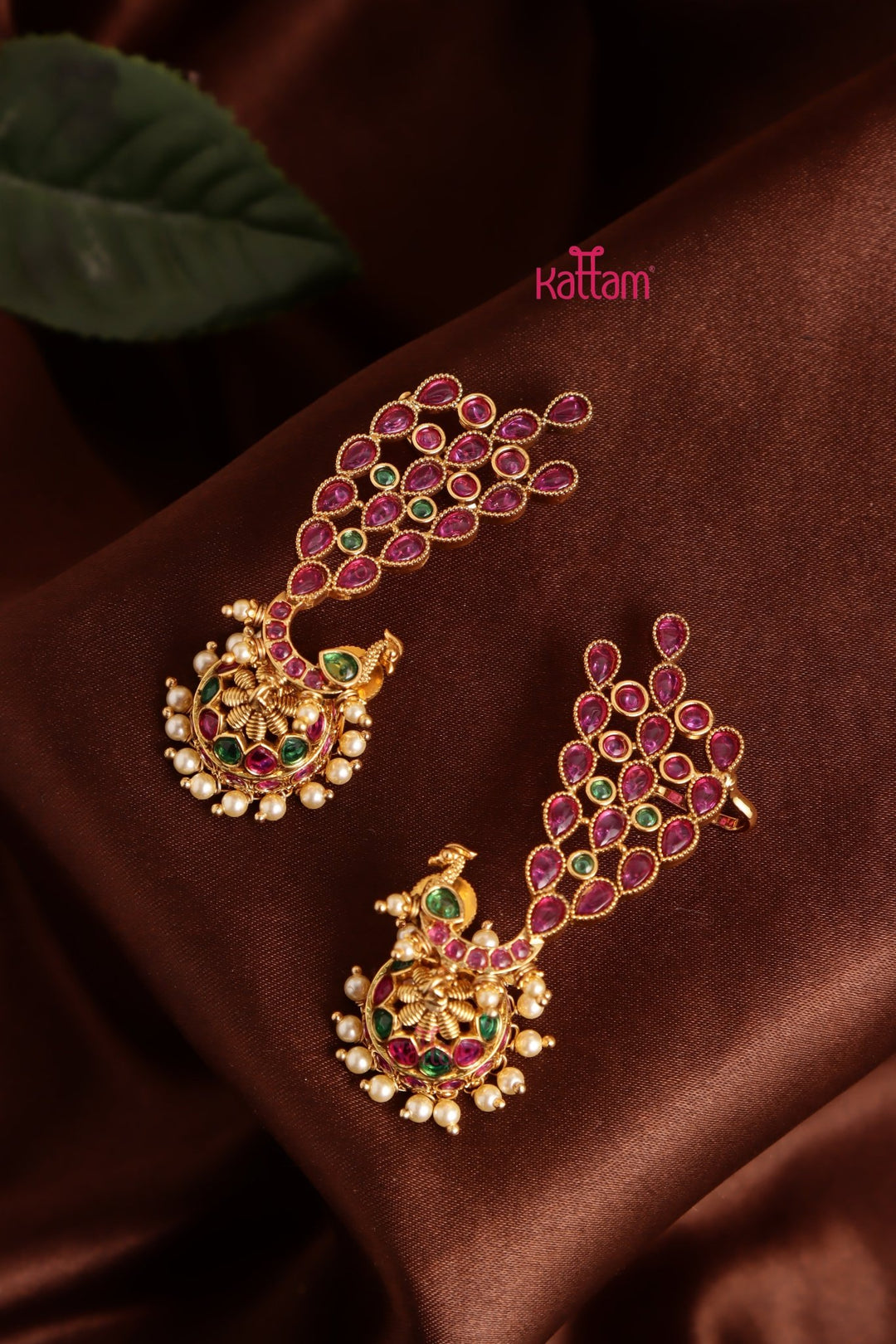 Kemp Feather Peacock Earcuff Jhumka - E1040