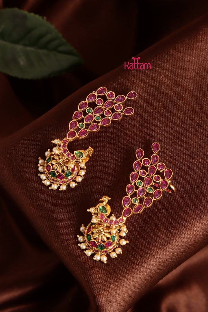 Kemp Feather Peacock Earcuff Jhumka - E1040