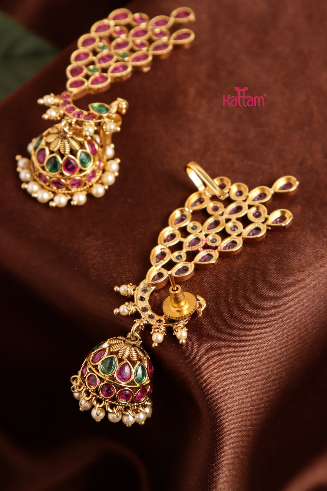 Kemp Feather Peacock Earcuff Jhumka - E1040