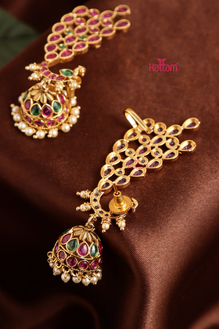 Kemp Feather Peacock Earcuff Jhumka - E1040