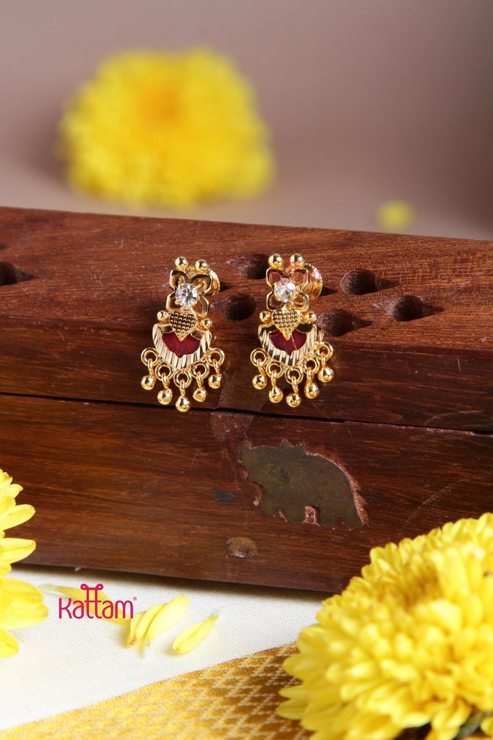 Kerala Palakka Ruby Drop Earring - E970