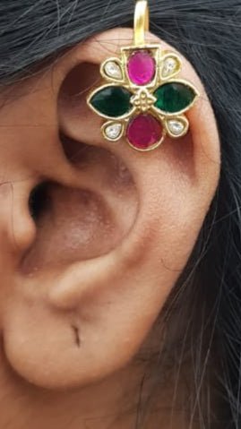 Kundan Bugadi Press On Style - Design 13 Multi - E1122A
