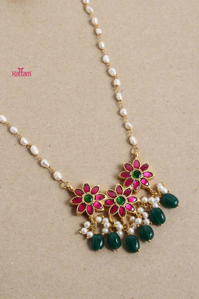 Kundan Floral Pearl Chain - N2644
