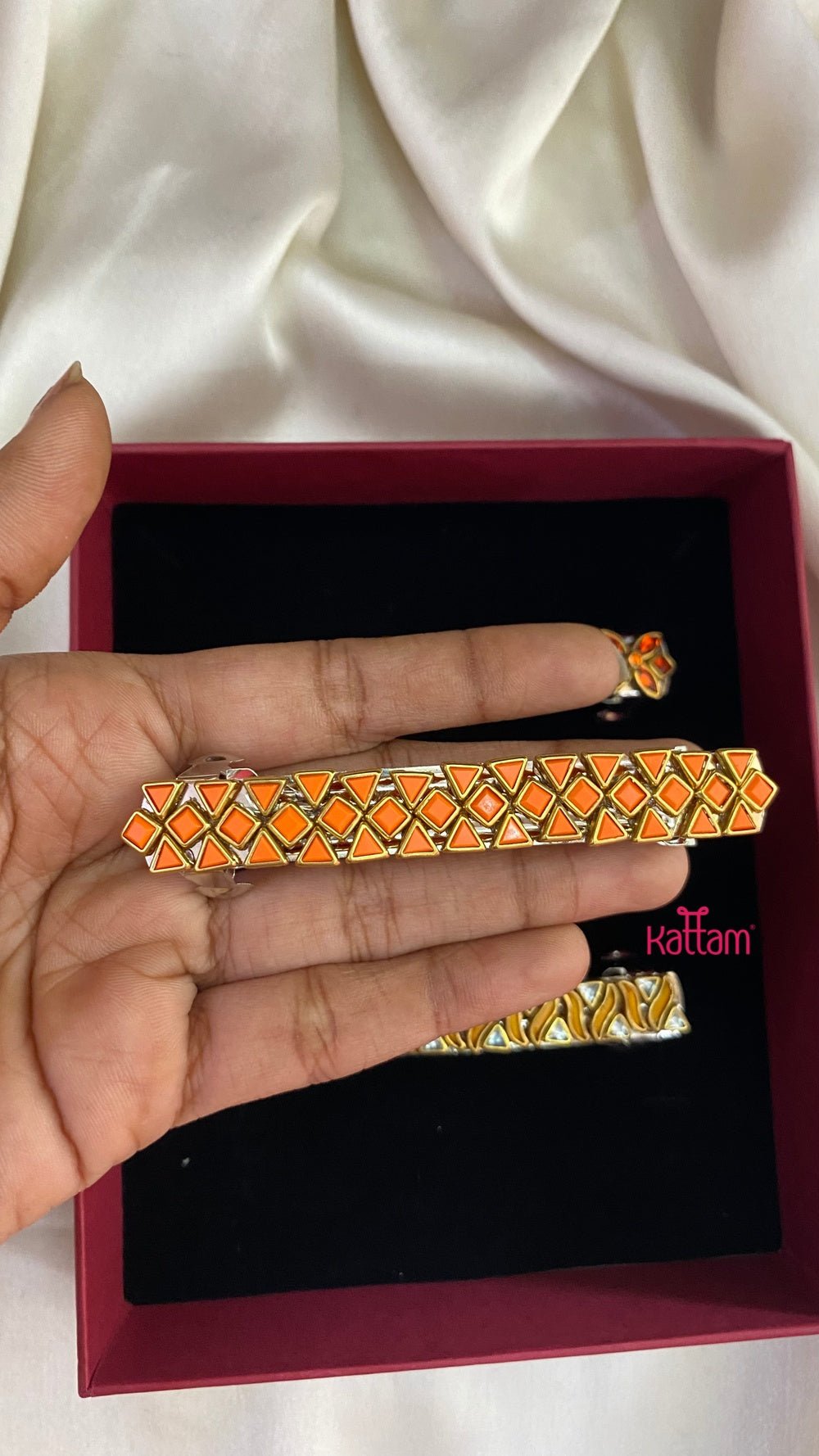 Kundan Hair Clip - Shades of Orange - HC024