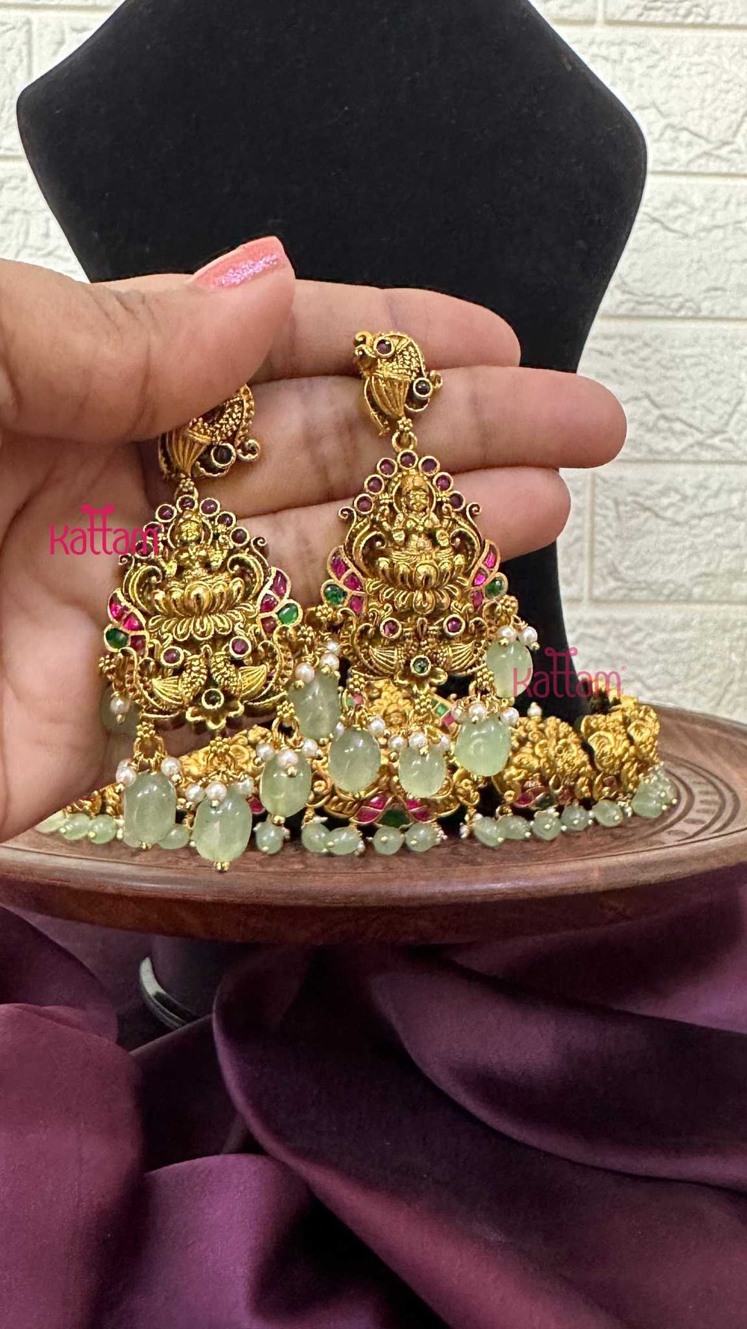 Lakshmi Antique Gold Semi Bridal Set - Design 2 ( Short & Long Sold Separately) - N2949