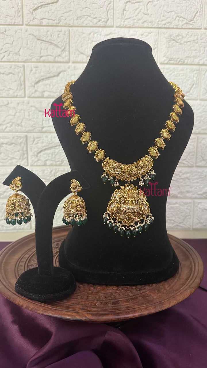Lakshmi Antique Gold Semi Bridal Set - Design 3 ( Short & Long Sold Separately) - N2951
