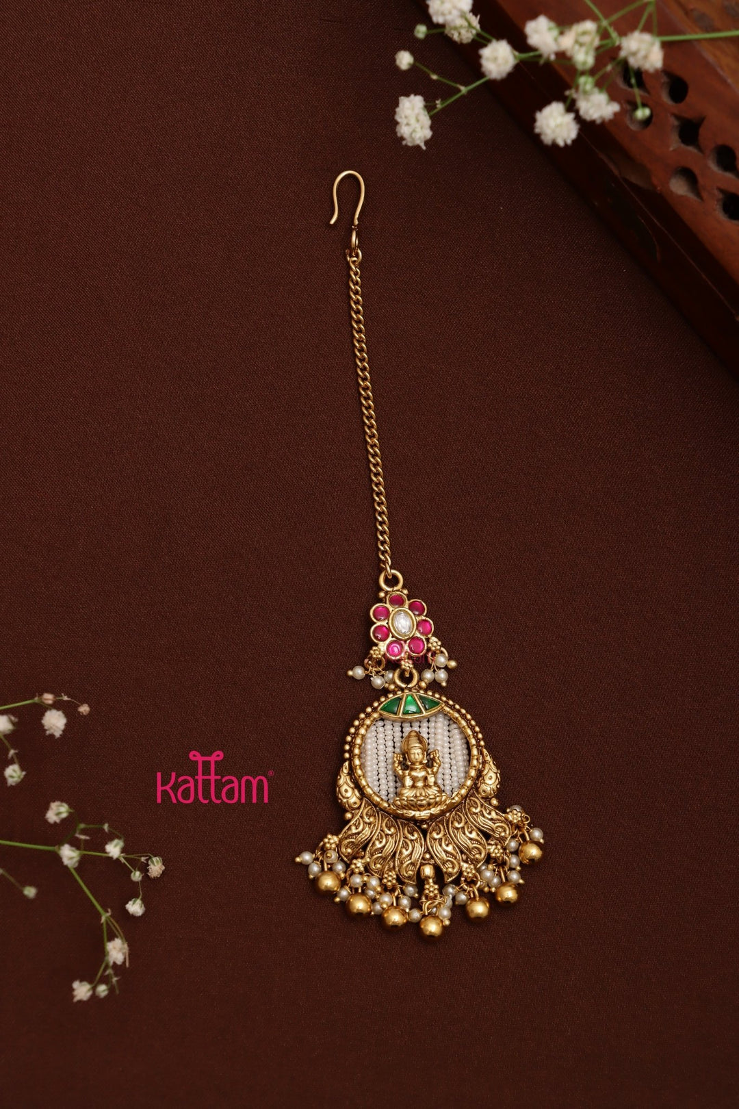 Lakshmi Beaded Maang Tikka - Goldball - MT147