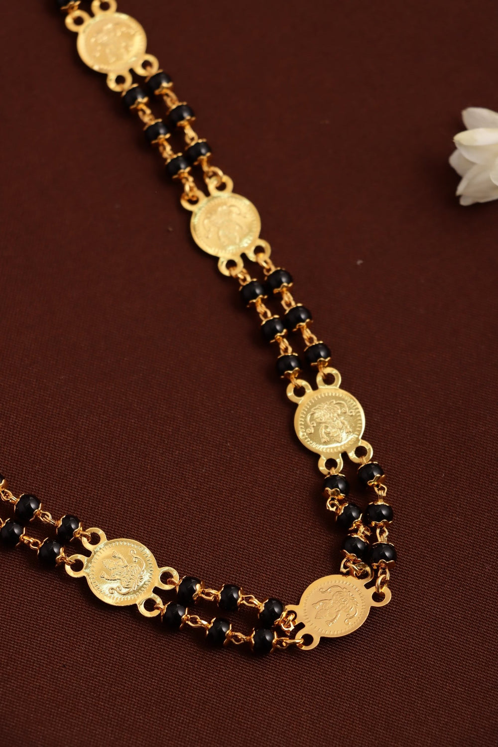 Lakshmi Two Layer Black Ball Chain (No Earrings) - N3743