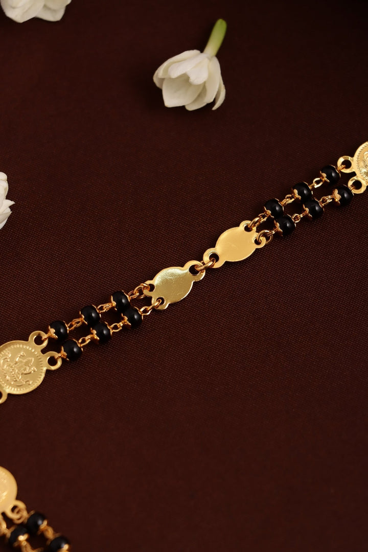 Lakshmi Two Layer Black Ball Chain (No Earrings) - N3743