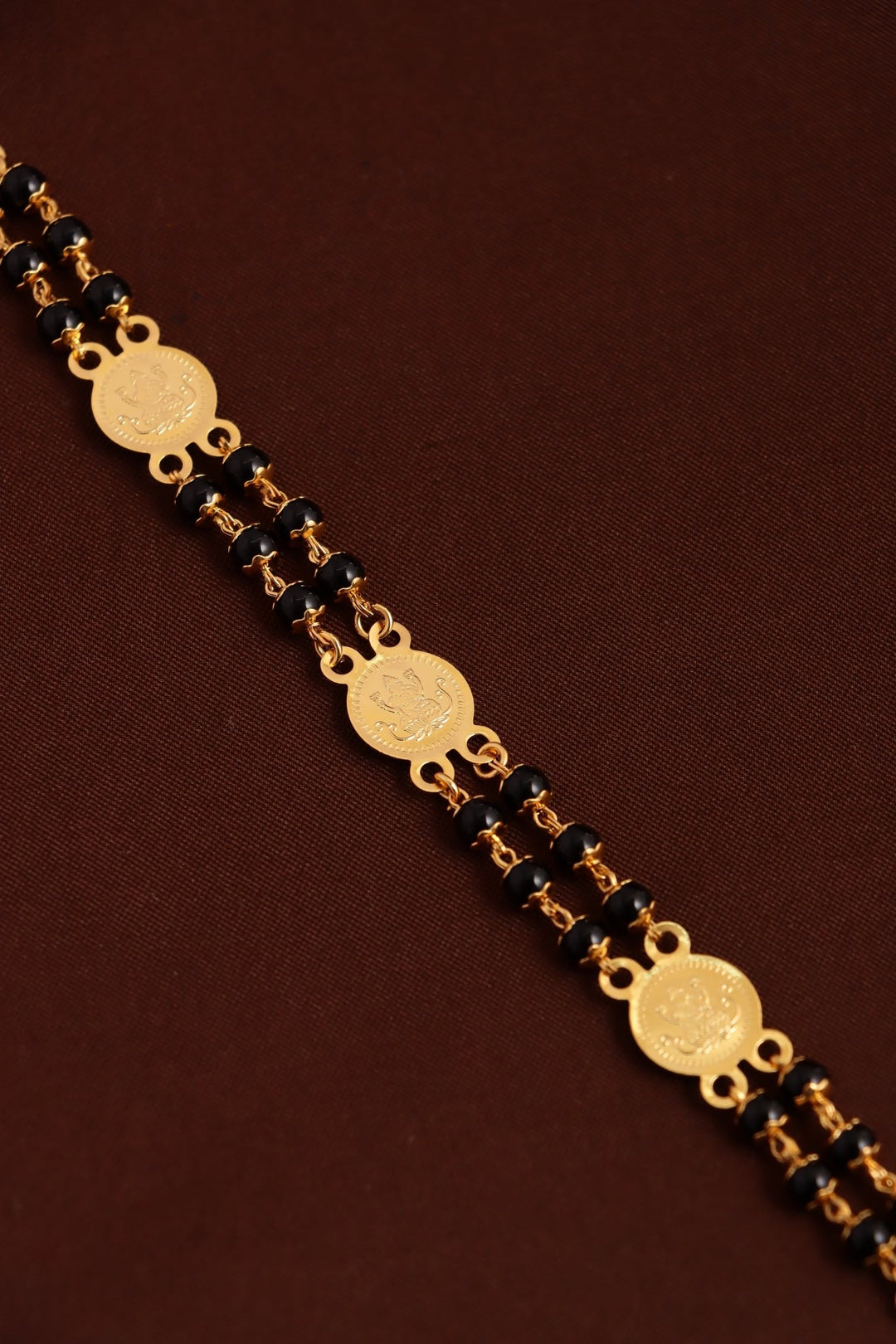 Lakshmi Two Layer Black Ball Chain (No Earrings) - N3743