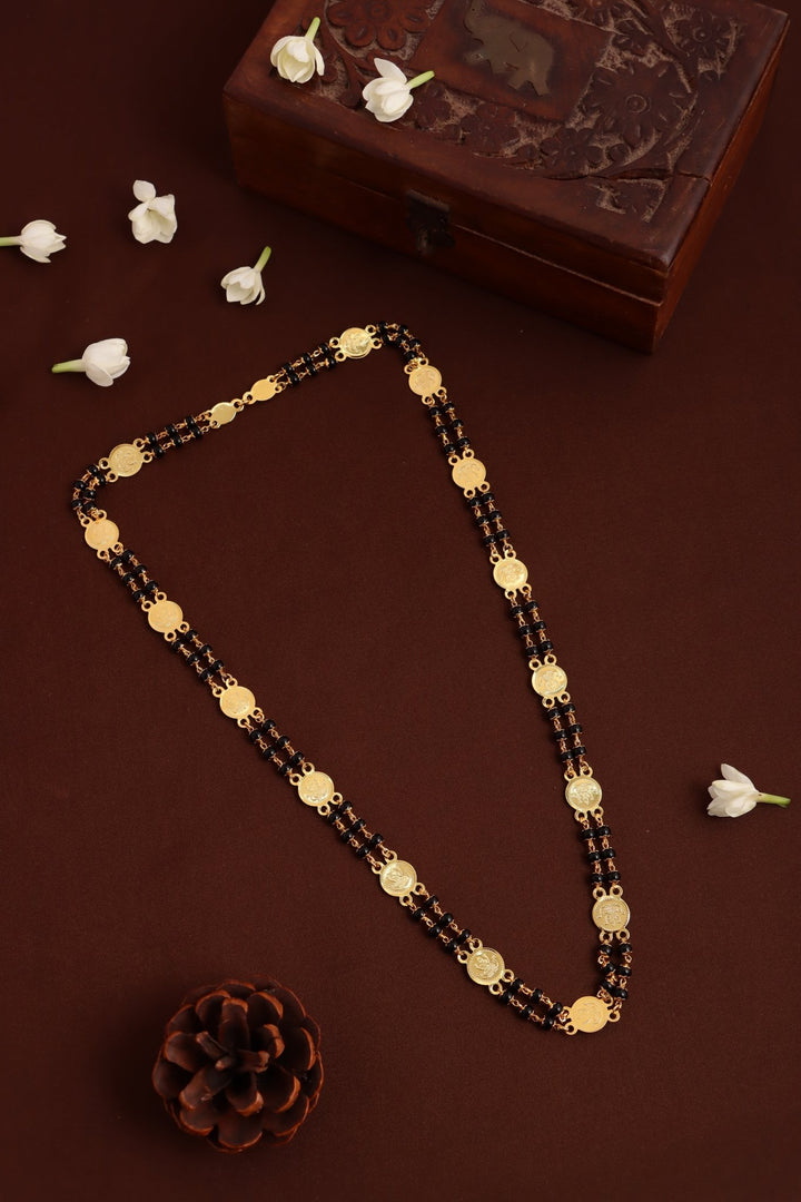 Lakshmi Two Layer Black Ball Chain (No Earrings) - N3743