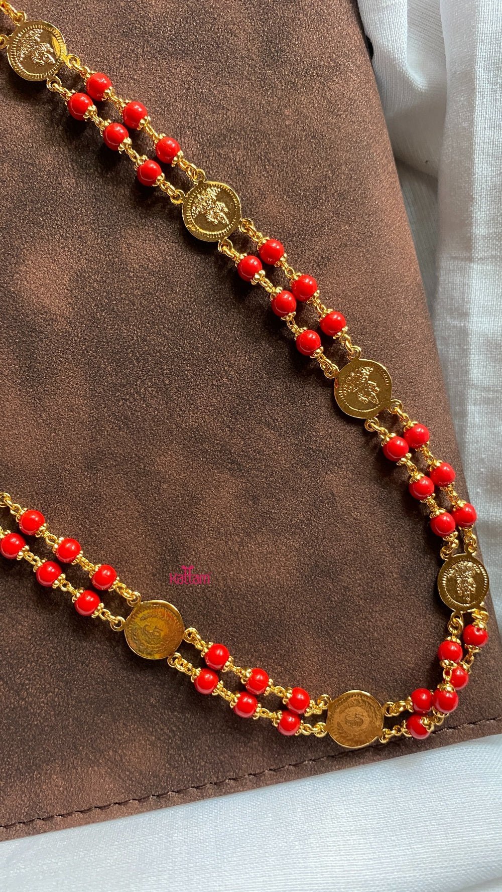 Lakshmi Two Layer Pavalam Chain (No Earrings) - N1063