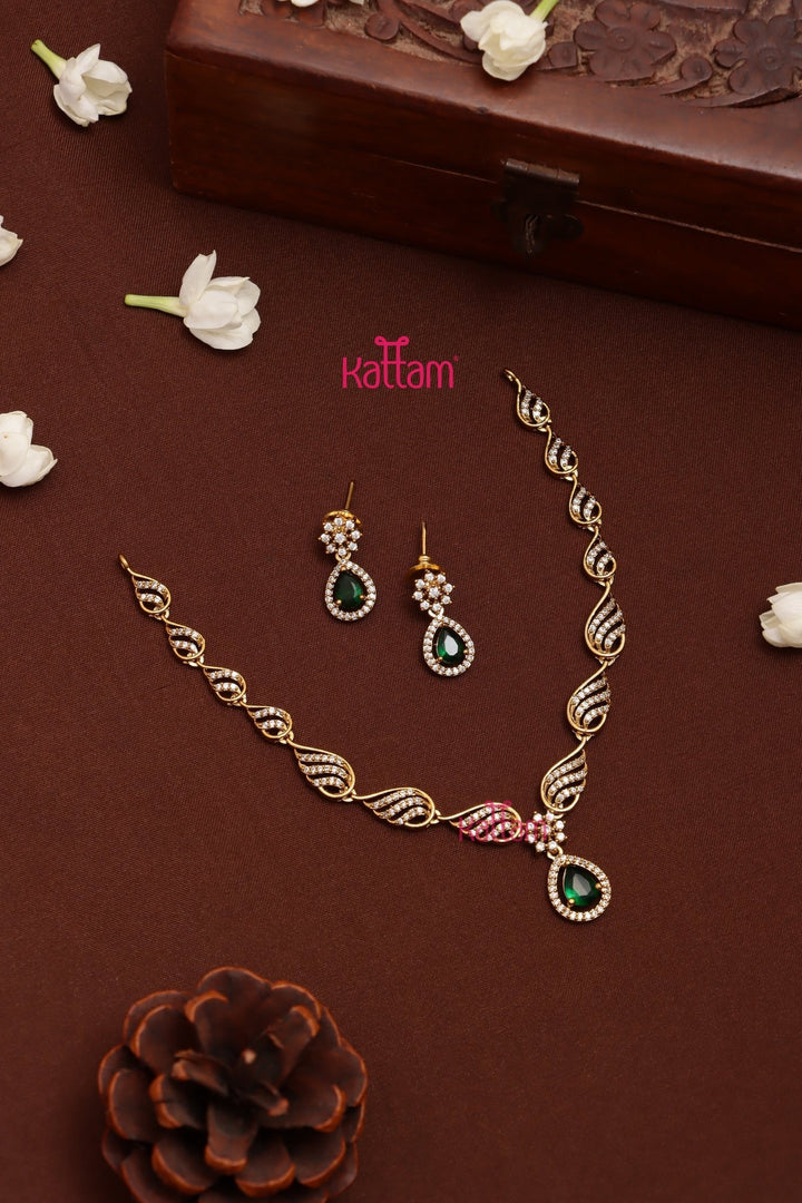 Laya - AD Stone Green Drop Choker - N5296