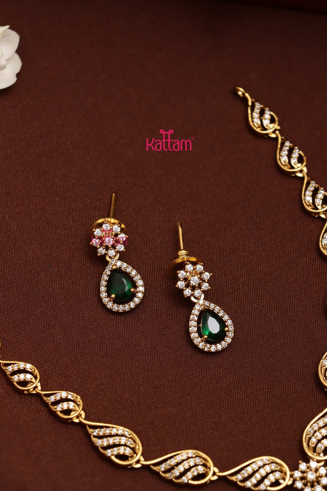 Laya - AD Stone Green Drop Choker - N5296