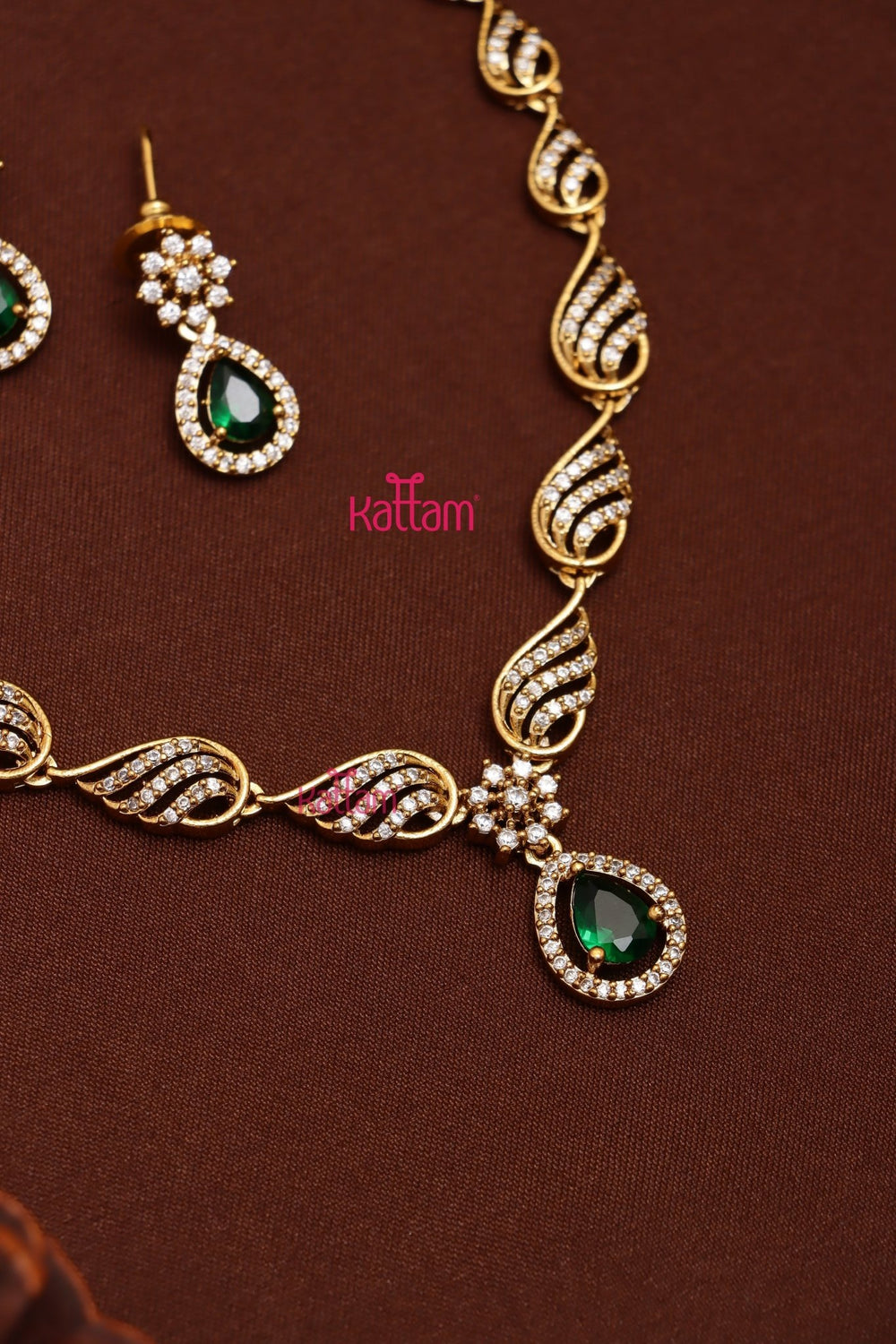 Laya - AD Stone Green Drop Choker - N5296