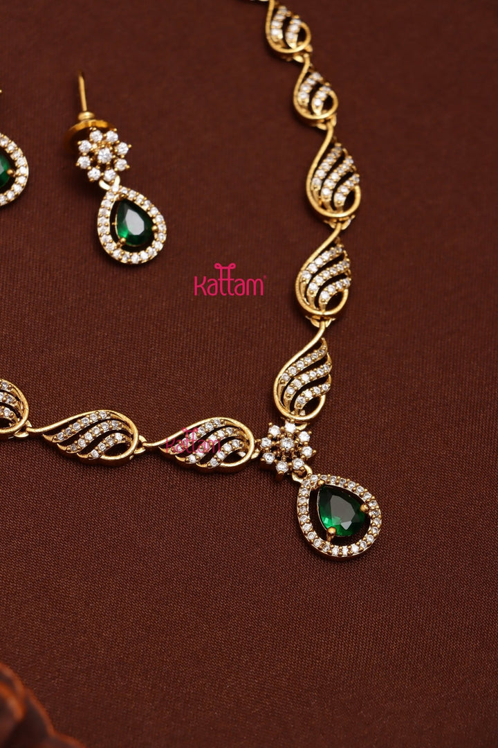 Laya - AD Stone Green Drop Choker - N5296