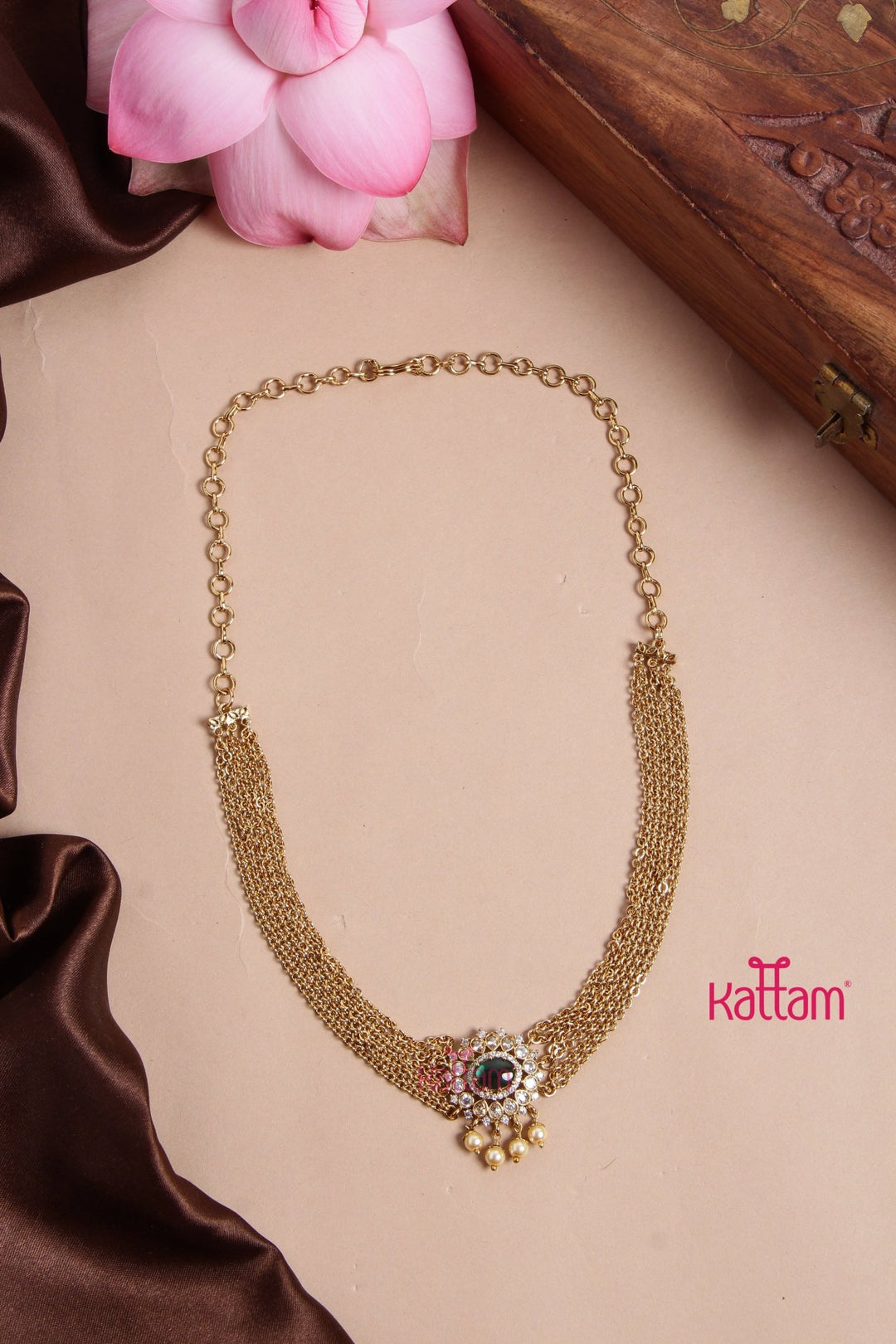 Layered Green Pendant Chain ( No Earring ) - N3181