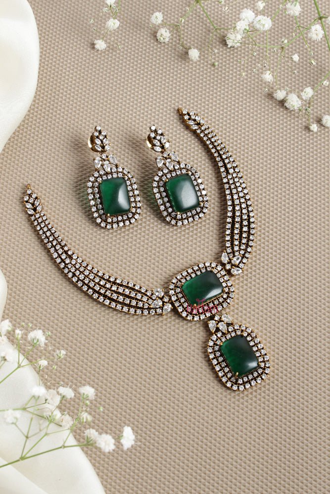 Layered Green Stone Necklace - N2623