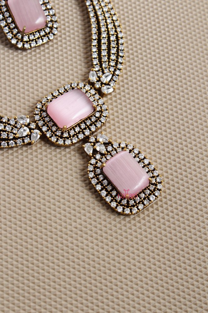 Layered Pastel Pink Stone Necklace - N2625