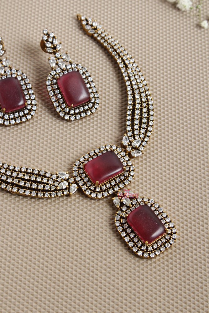 Layered Red Stone Necklace - N2624