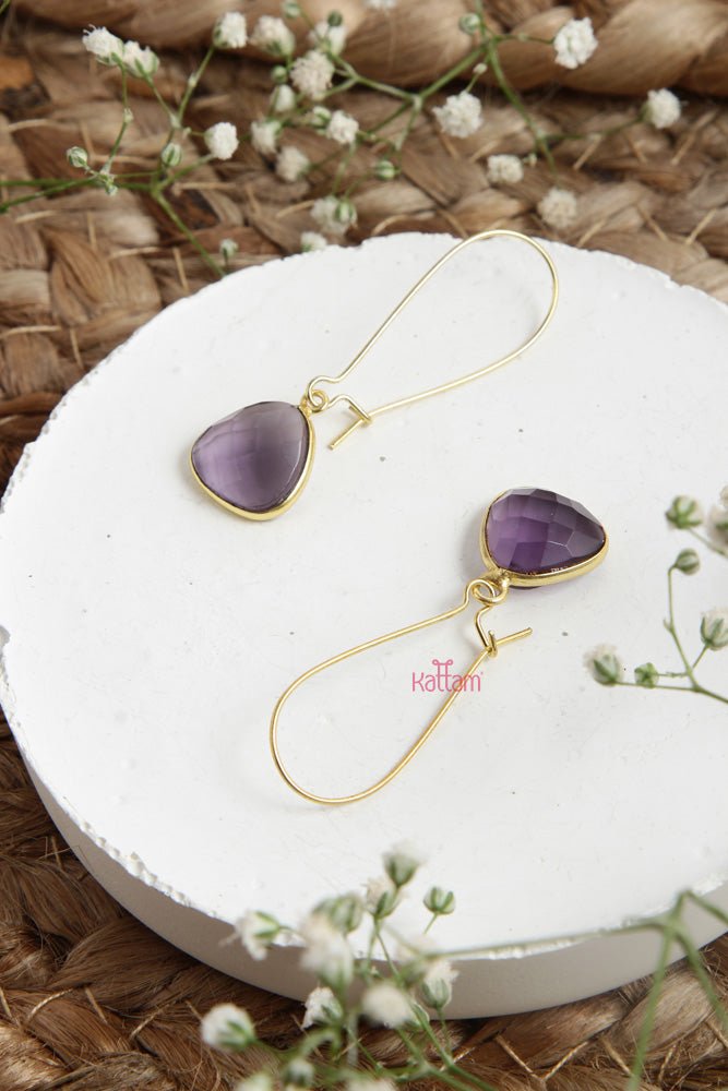 Light Purple Gemstone Hook Earring - E753
