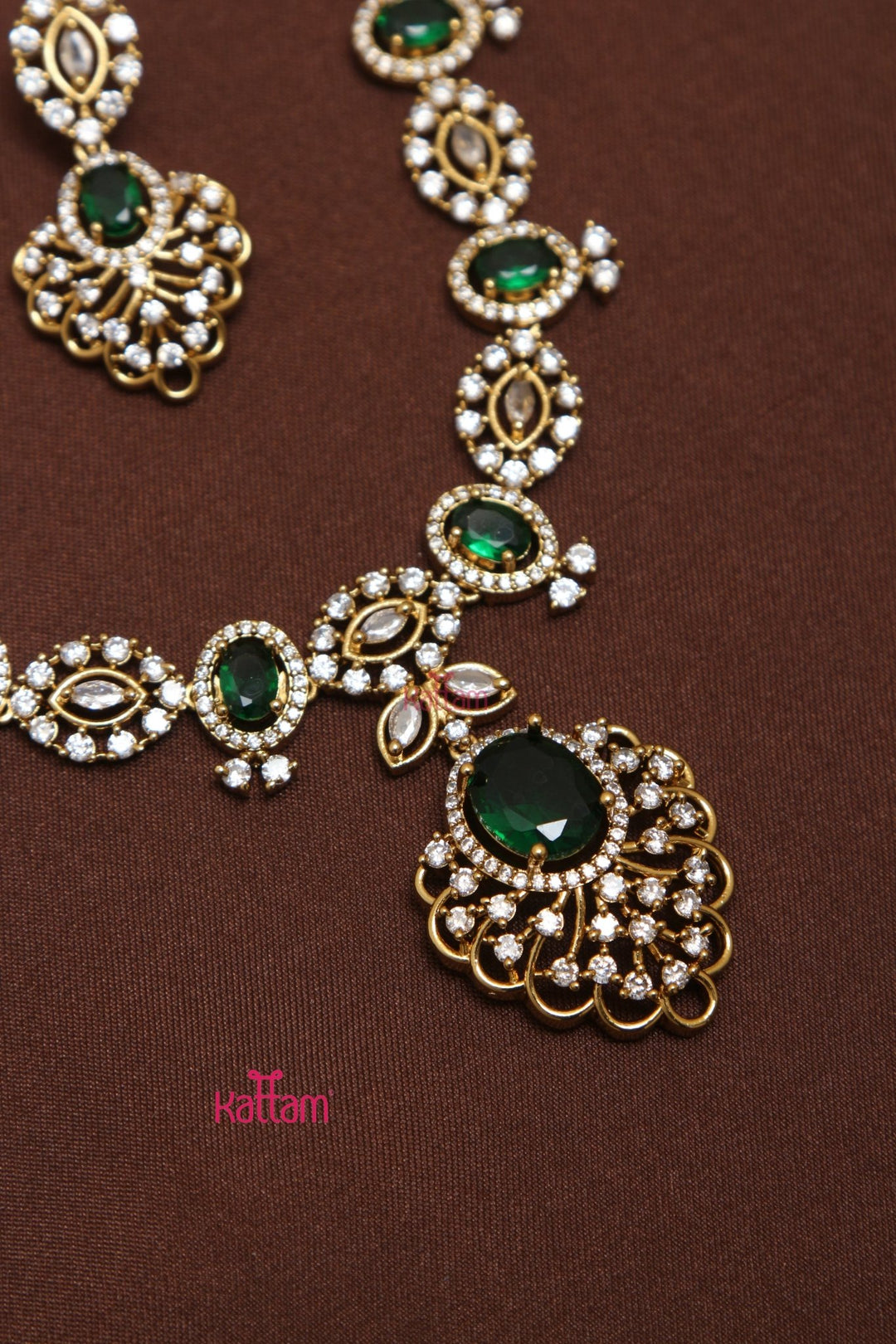 Lydia - Drop Green Stone Necklace - N3549