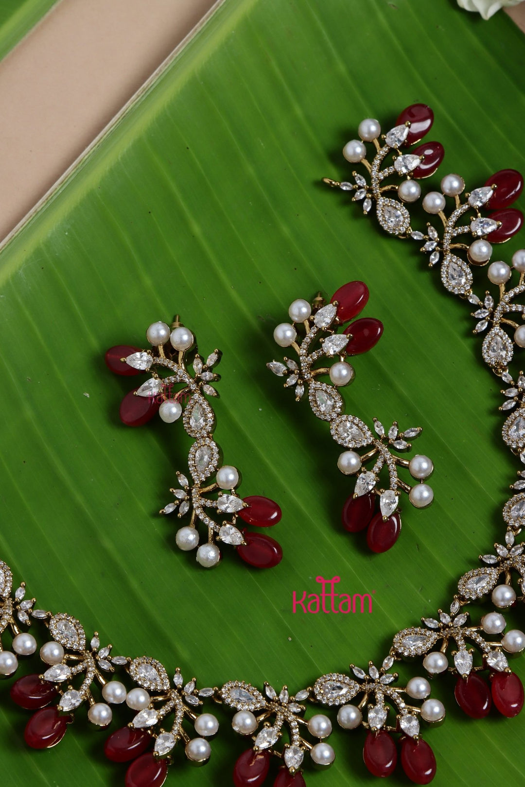 Madona - Maroon Pearl Partywear Choker - N5146