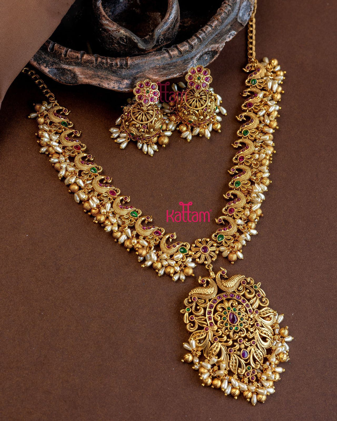 Matte Peacock Pearl Necklace - N2912