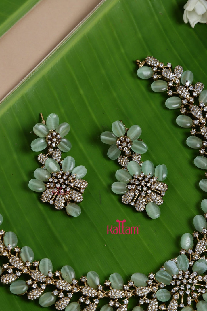 Mia - Pastle Green Pearl Bling Partywear Choker - N5155