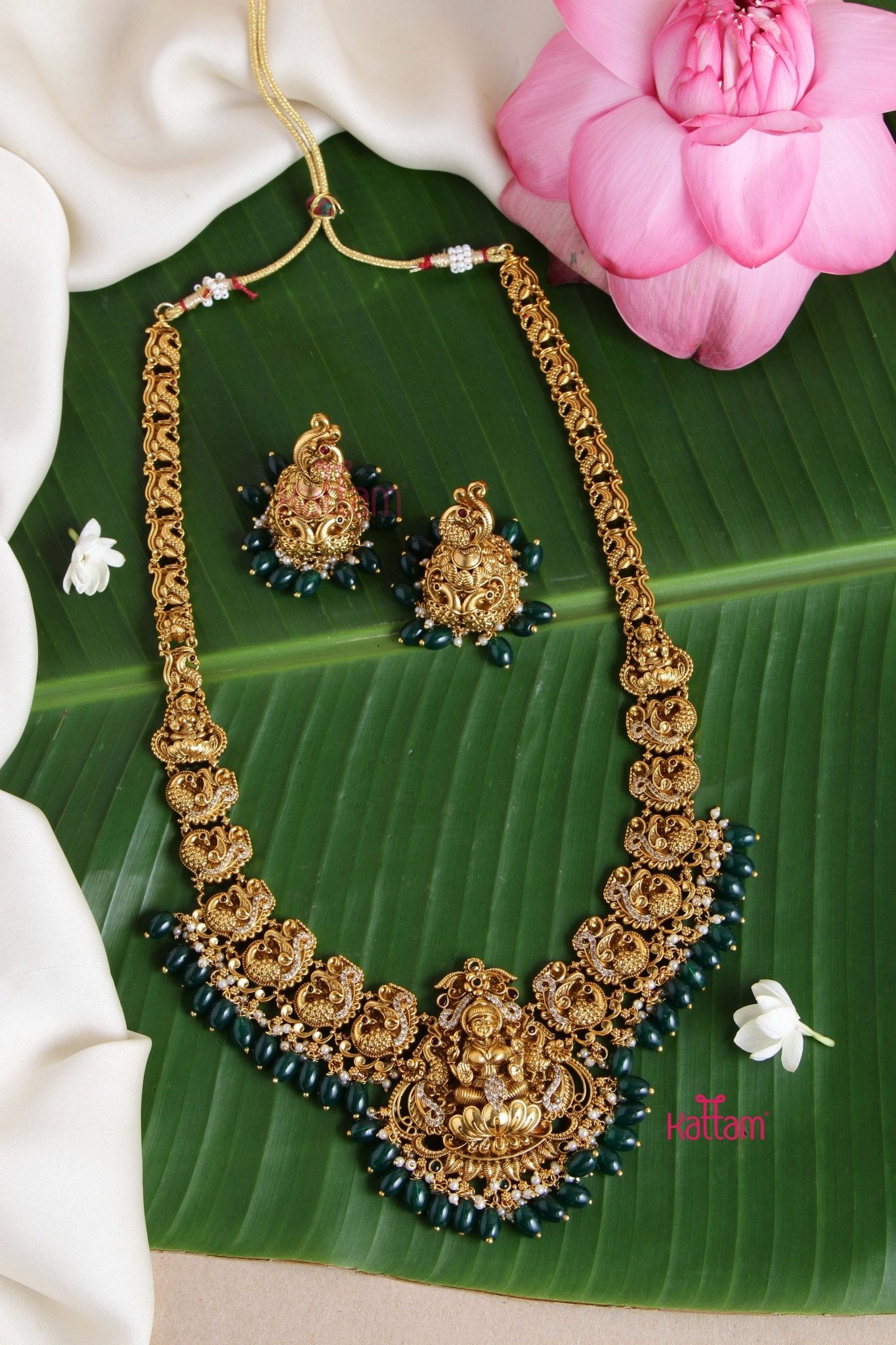 Nakshi Antique Gold Goddess Bead Haram - Main Image