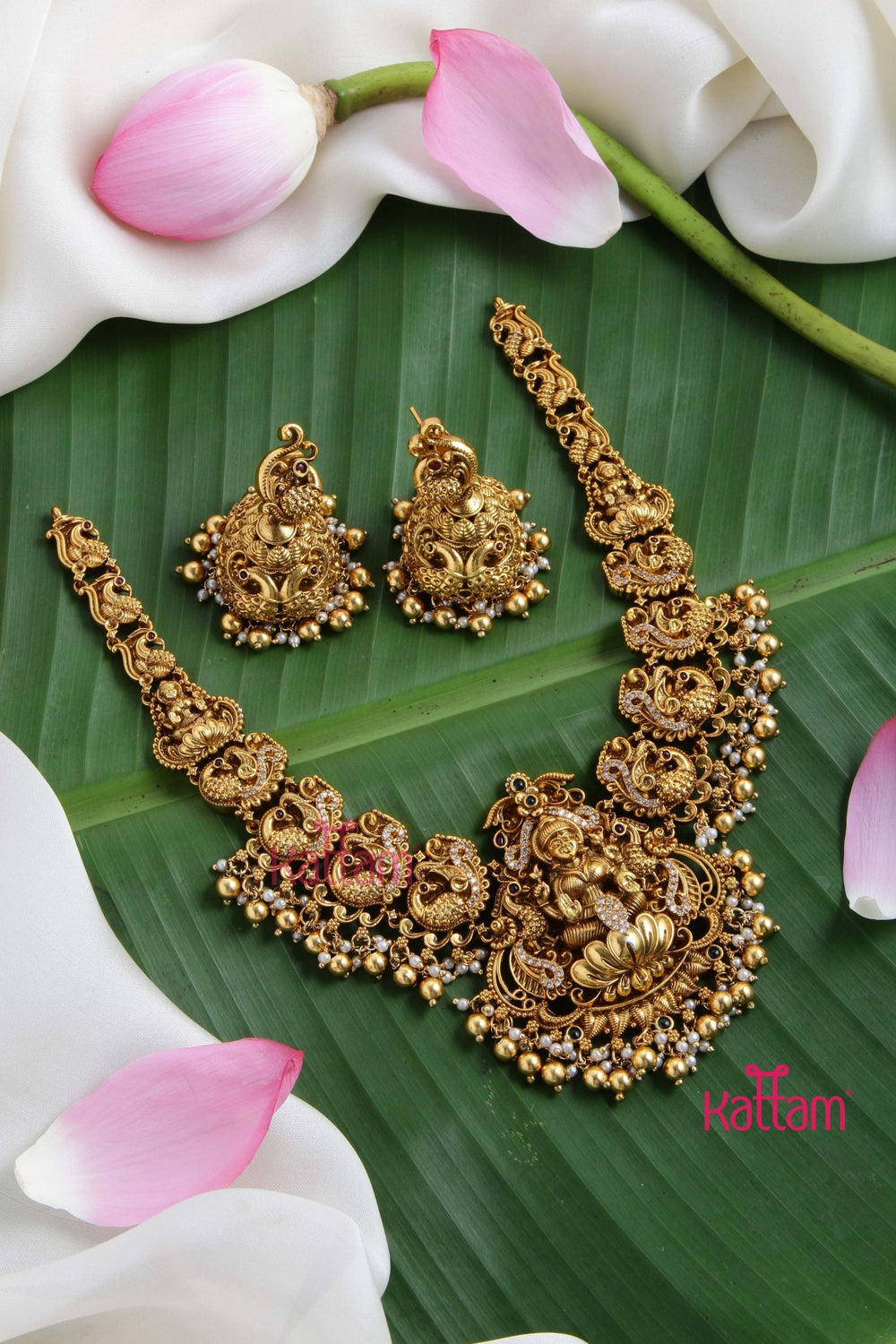 Nakshi - Antique Gold Goddess Pearl Necklace - N2709