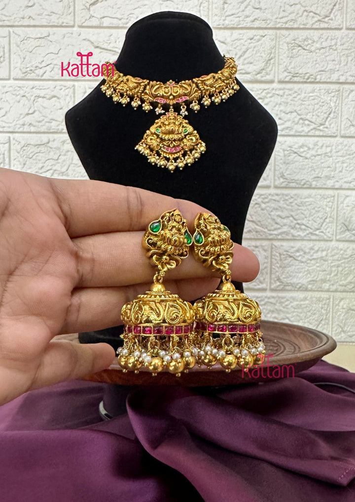 Nakshi Antique Gold Semi Bridal Set - Design 1 ( Short & Long Sold Separately) - N2947