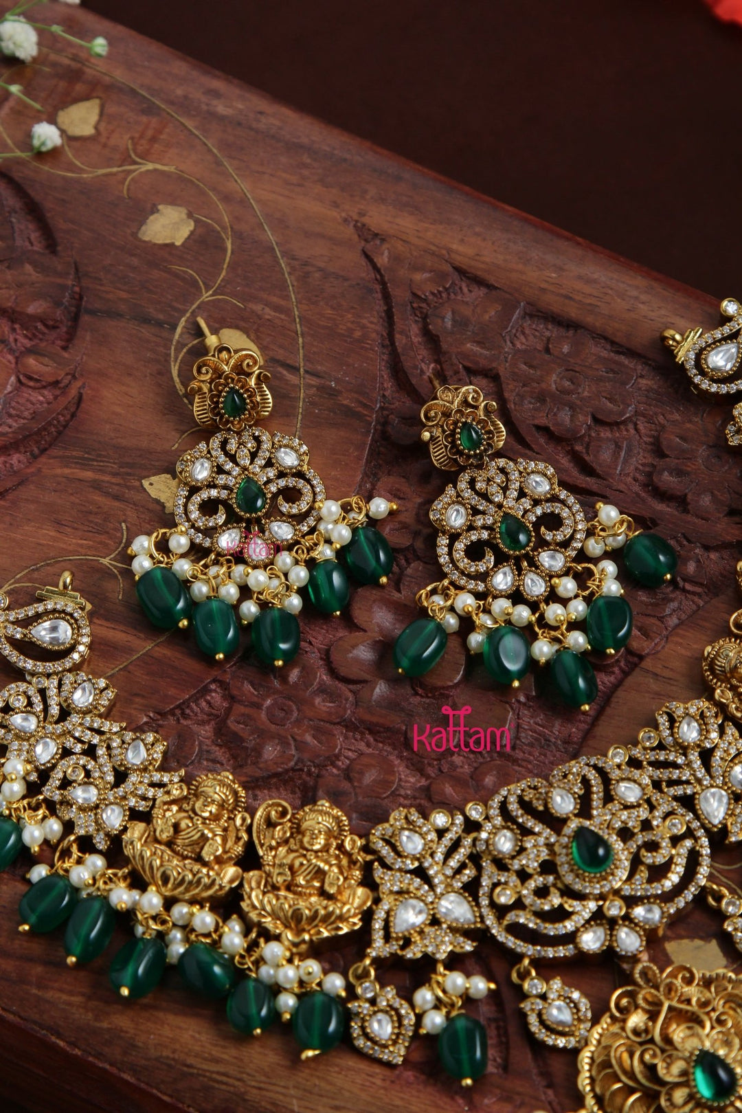 Nathiya - Victorian Goddess Green Necklace - N6109