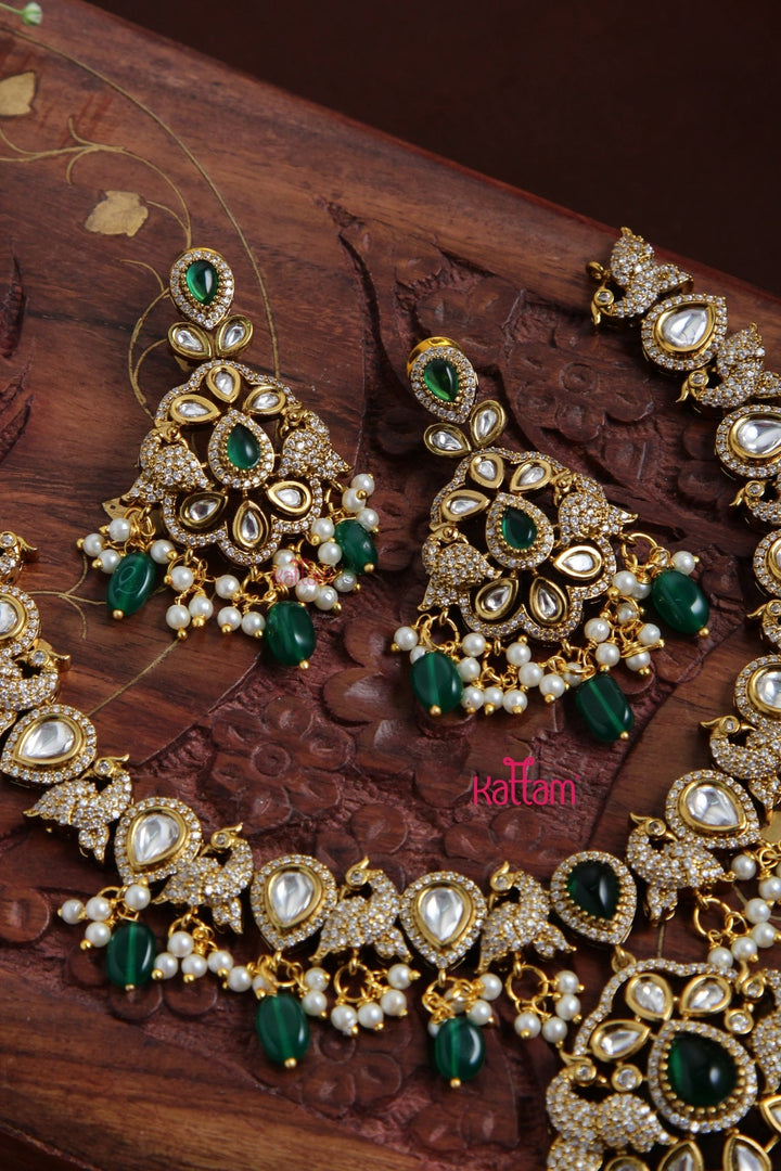 Netra - AD Stone Peacock Green Necklace - N5110